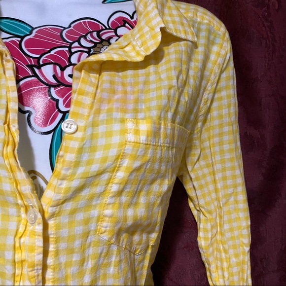 J Crew White Yellow Seersucker Button Down Shirt - Picture 3 of 4